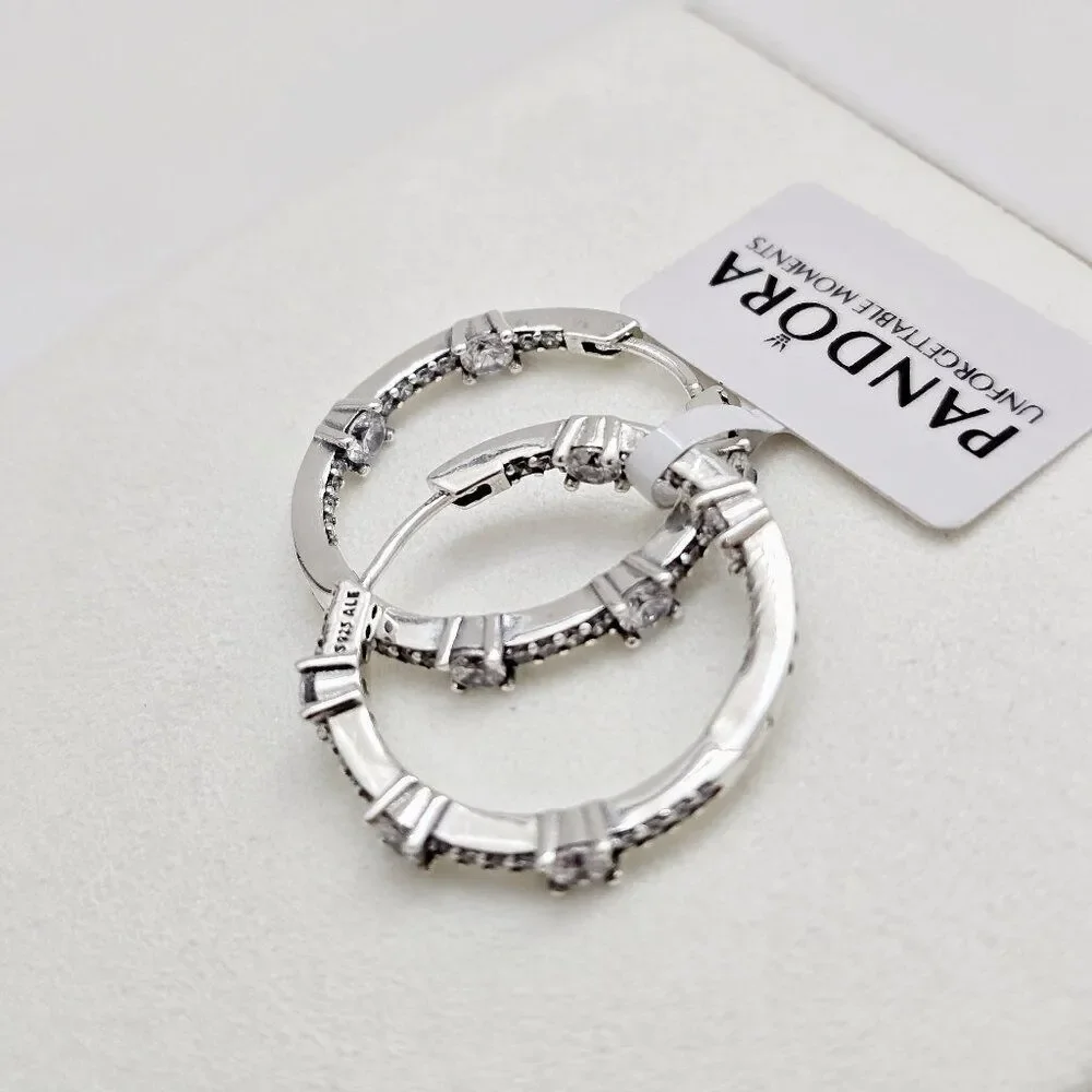 Pandora Sparkling Hoop Earrings NEW
